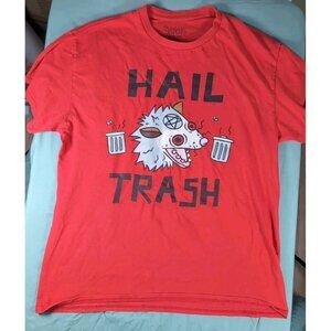 Spencer’s Red Hail Trash Graphic Short Sleeve T-Shirt Unisex Size Large